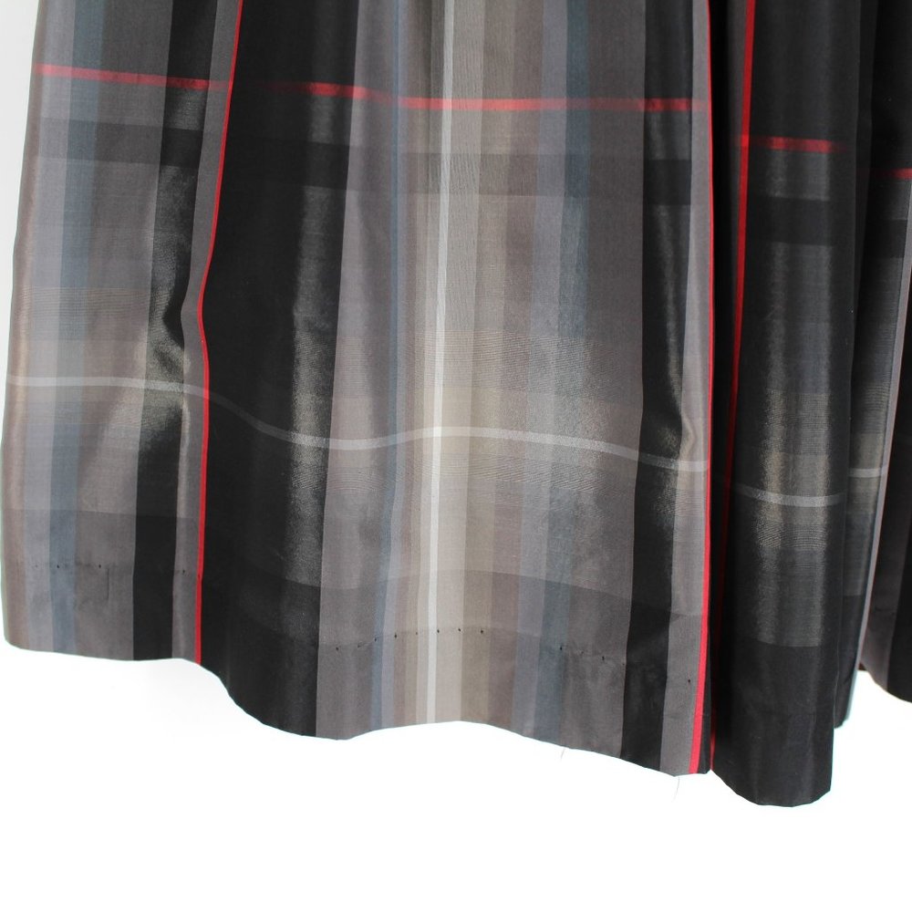 Vintage Silk Blend Plaid Ball Skirt Full Pleated Long Midi Maxi Ellen Tracy - Picture 4 of 9